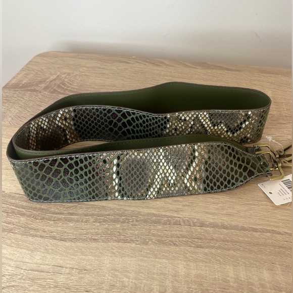 NWT Anthropologie Snake Print Crossbody Strap Moss Green Removable - Picture 6 of 8